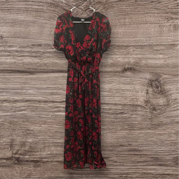 NWT Disney Parks Pixar Coco Women's Flowy Floral Rose V-Neck Maxi Dress L - Picture 1 of 6